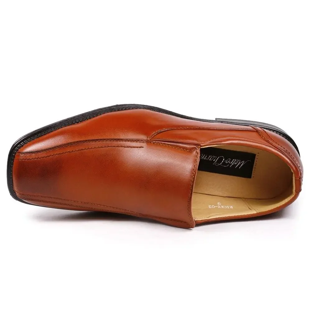 METROCHARM RICKY-03 MEN'S SLIP ON LOAFERS DRESS CLASSIC SHOES (7, BROWN)